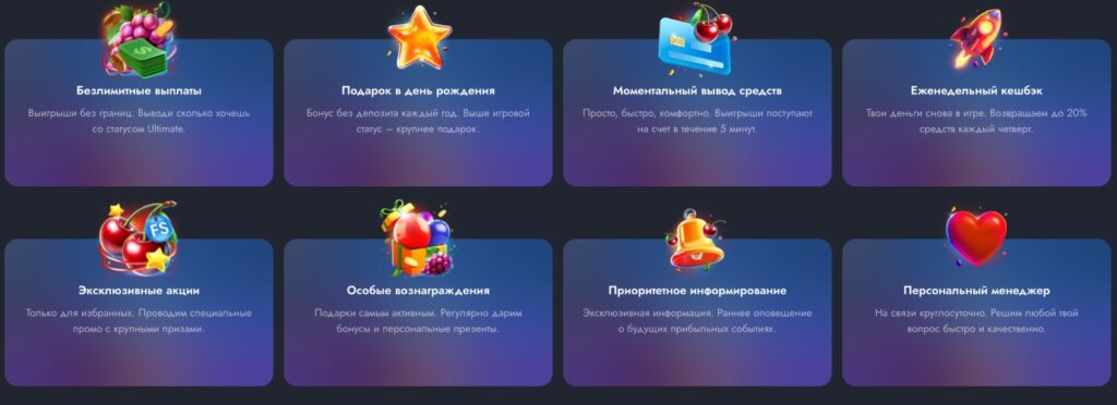 Преимущества в VIP программе Martin Casino